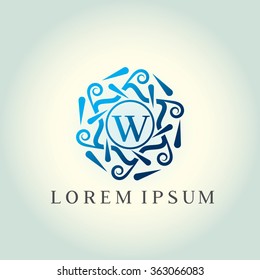 W letter vector logo template (sign, symbol, emblem, ornament)