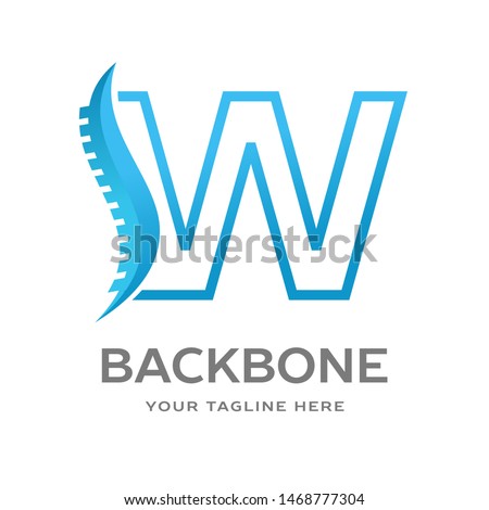 W Letter vector logo template with backbone symbol. Can be use for initial logo and suitable for chiropractic, consulting and anatomical business.