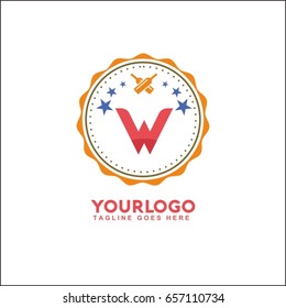 W letter vector vintage label. Template for banner, café,restaurant,  insignia, business brand design.