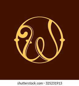W letter in vintage circle. Vector repair design template elements for your application or corporate identity.