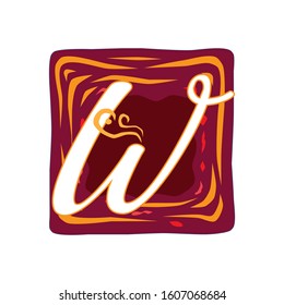 W letter vintage colors antique gothic initial logo. Typeface  vector premium design template elements for identity  package  book  diploma  etc.