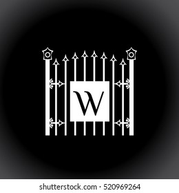 W letter vintage fence vector logo design template. Vintage Luxury Gate Logo