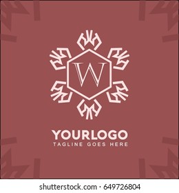 W letter vintage monogram set logo. Vector emblem for calligraphic luxury design and retro ornamental illustration.