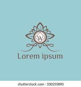 W letter vintage vector logo template (sign, symbol, emblem, ornament)