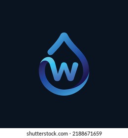 w letter water drop logo