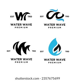 ilustración de plantilla de diseño inicial de agua de letra w