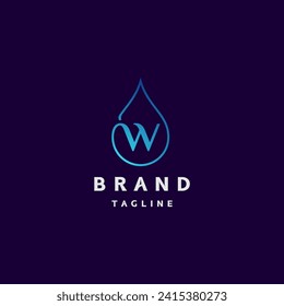 W Letter in Water Symbol Logo Design. Water Line Symbol Connected With Initial Letter W In Logo Design.