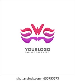 W Letter Water Wave symbol and icon Logo Template vector