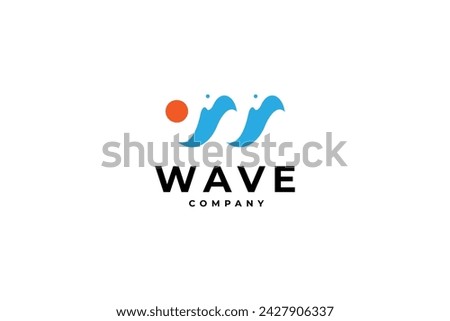 W letter with wave logo design template