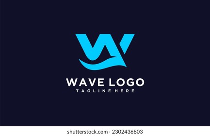 W letter with wave logo template