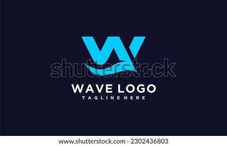 W letter with wave logo template