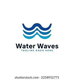 W letter Wave logo, three-line water wave sign concept