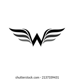 W letter with wing for element design. Vector illustration EPS.8 EPS.10