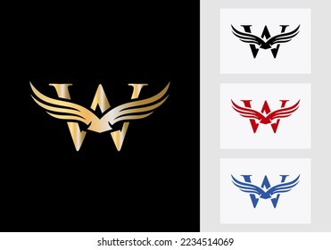 W Letter Wing Logo Design. Initial Flying Wing W Letter Logo