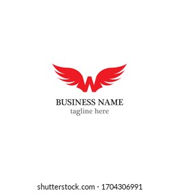 W letter wing logo template vector icon design