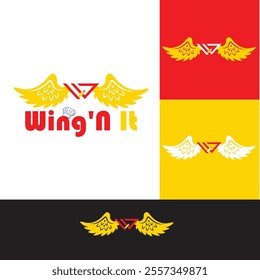 w letter and wing restaurant logo design