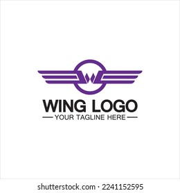 W letter for wings logo design, combination w letter and wings