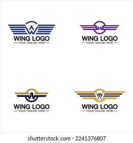 W letter for wings logo design, combination w letter and wings