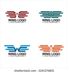 W letter for wings logo design, combination w letter and wings