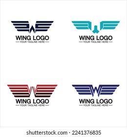 W letter for wings logo design, combination w letter and wings