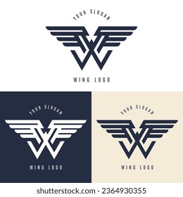 W letter for wings logo design, combination w letter and wings. - Vector.