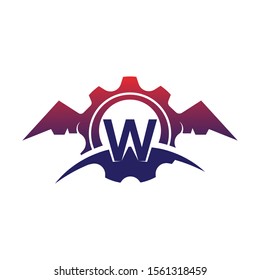 W Letter wings logo icon creative concept template design