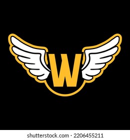 W letter wings Logo Template