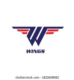 W-Buchstabe Wings Symbol, Vektorgrafik