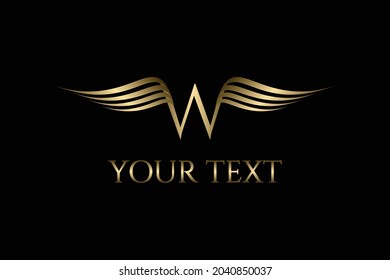 W letter wings and winged W letter logo design vector