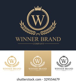 W Letter Winner Logo Luxury Brand Identity.