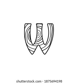 W Letter Wood Texture  logo vintage vector design