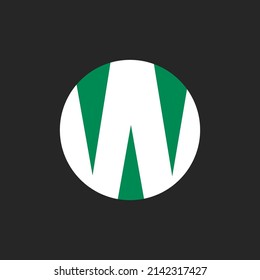 W lettermark iconic round logo vector illustration. White and green conceptual logo design.