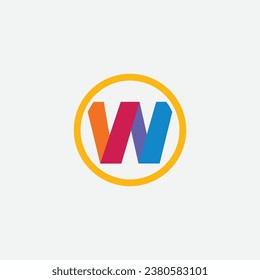 w letters colorful monogram logo design