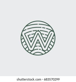 W letters logo concept with wood texture