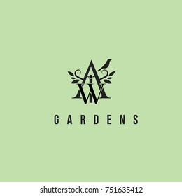 A and W letters luxury vector logo. Fashion monogram design template