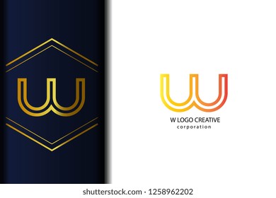 w line lowercase green yellow gold design of alphabet letter with gradient color suitable as a logo for a company or business slogan - Vector