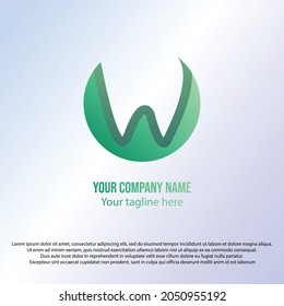 W logo, with 3D gradient color concept 