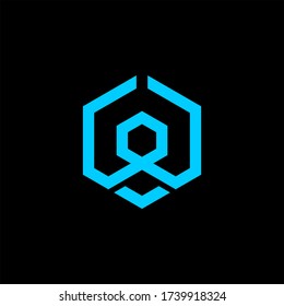 W logo with blue colour, on a black background, Logo vector template