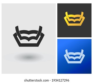 W logo and book shape monogram style logo symbols template icons app
