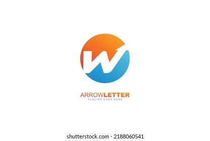 W logo business for branding company. Circle and arrow template vector illustration for your brand.