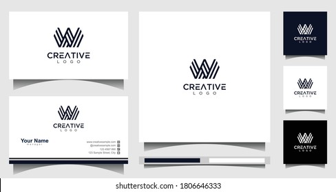 w logo and business card vector
