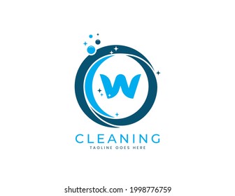 W logo for cleaning service. Vector Illustration