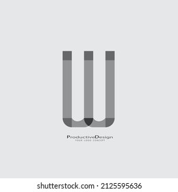 W logo concepts vector design template, icon, emblem with white background