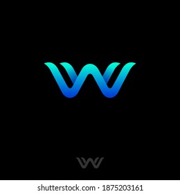 W logo consist of waves. W monogram. Symbol of sea and waves. Network, web Icon. Ui design.