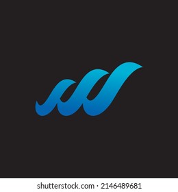 W logo consist of waves. W monogram. Symbol of sea and waves. Network, web Icon. Ui design.