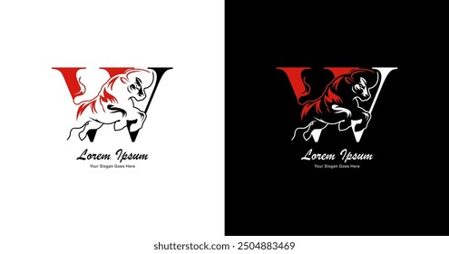 W logo design combined with bison