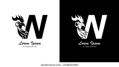 W logo design combined with chicken head
