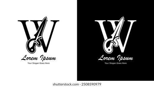 Diseño de logo W combinado con espada