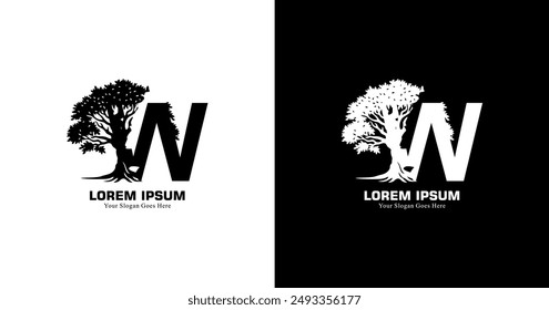 W logo design combined with a tree