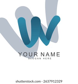 W logo design, with creative monogram design, modern geometric lines and blue gradient. suitable for brand, technology, fashion, startup identity.